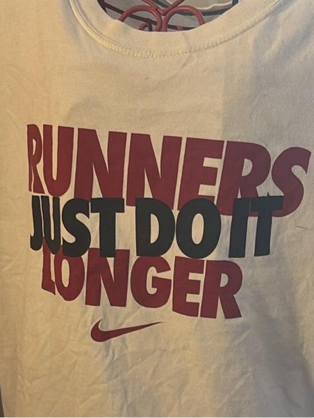 Nike White Kids Graphic Tee with Maroon and Black Print